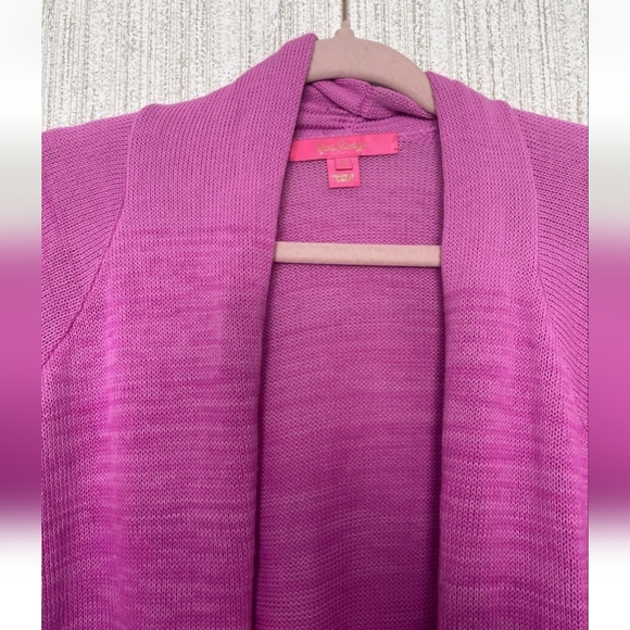 Lilly Pulitzer Size Medium Tatum Ombre Cardigan Orchid Oasis Pink Purple Fringe - Picture 5 of 15